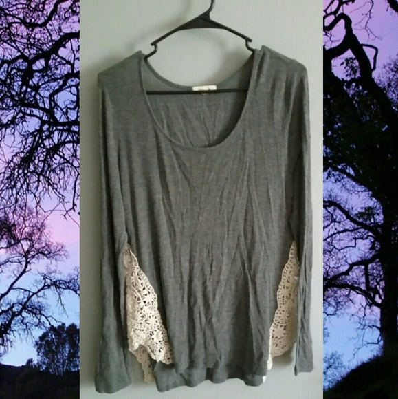paper tee Tops - Thin Gray Long Sleeve paper tee Tops - Thin Gray Long Sleeve